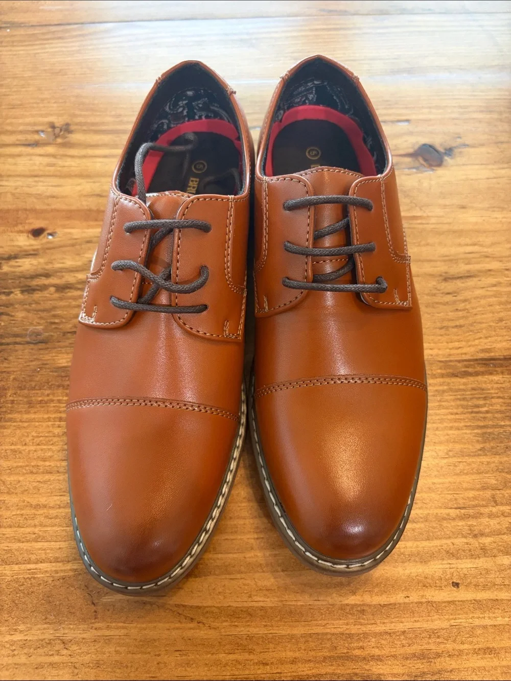 NIB Boys Dress Derby Shoes in Cognac Brown